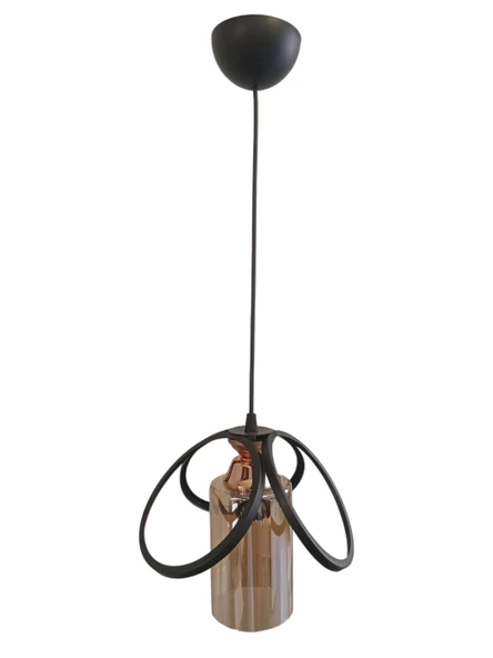 DMR Kardelen Camlı Tekli Avize E-27 SİYAH - Resim 6