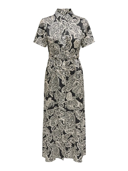 Only   ONLPAULA LIFE S/S BELT MIDI DRESS PTM Kadın Siyah Elbise - 15341613 ürün görseli 1