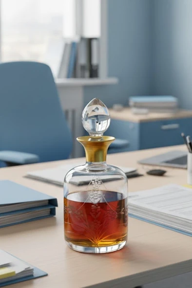 Cam Yaldızlı El İmalatı 1 Litre Su Viski Şişesi Başucu Sürahisi m5 ürün görseli 1