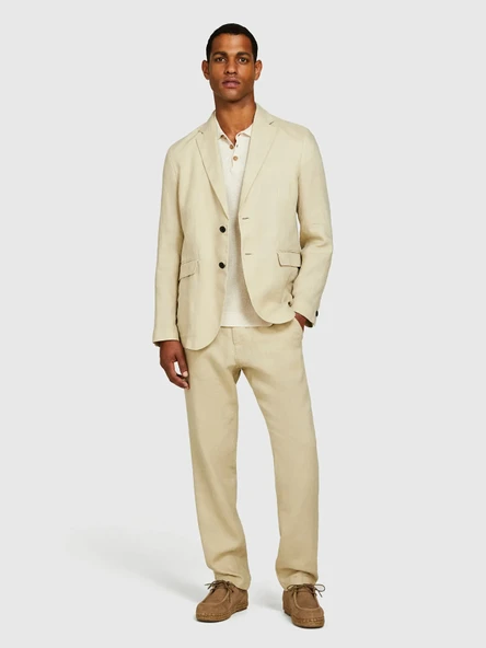 Sisley   %100 Keten Astarsız Rahat Kalıp Ceket Erkek Bej Ceket - 325P2AGHSW01Q ürün görseli 1