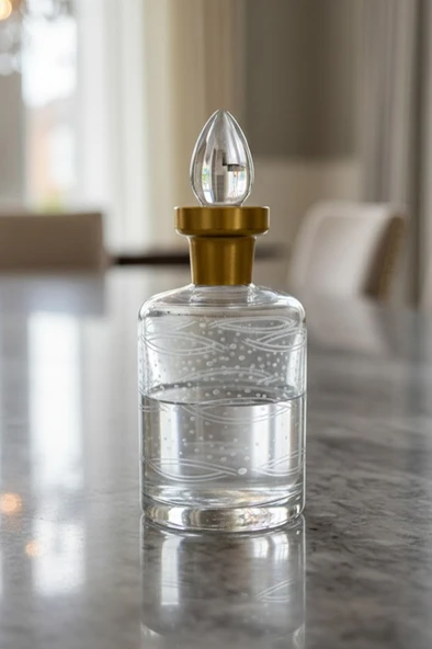 Cam Yaldızlı El İmalatı 1 Litre Su Viski Şişesi Başucu Sürahisi m12 ürün görseli 1