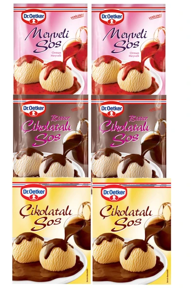 Dr. Oetker 6'lı Tatlı Sos Sepeti (Meyveli, Çikolatalı, Bitter Çikolatalı) ürün görseli 1