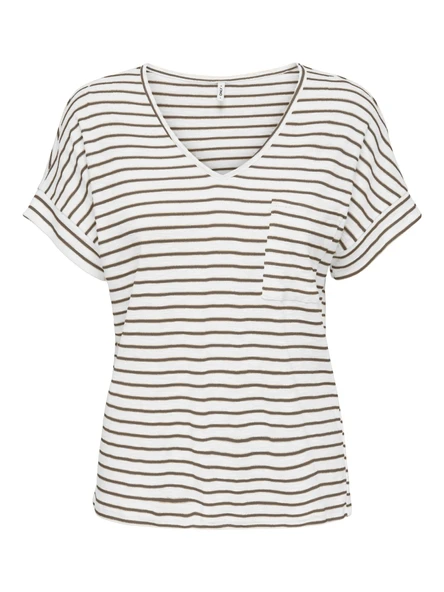 Only   ONLIBEN S/S MOSTER V-NECK GLITTER TOPJRS Kadın Beyaz Bluz - 15346597 ürün görseli 1