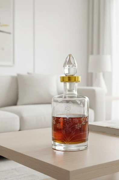 Cam Yaldızlı El İmalatı 1 Litre Su Viski Şişesi Başucu Sürahisi m3 ürün görseli 1