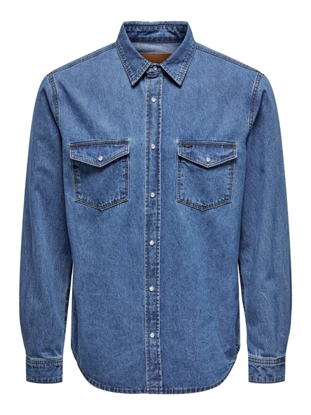Only & Sons   ONSBANE 3247 DNM SHIRT NOOS Erkek Mavi Denim Gömlek - 22023247 ürün görseli 1