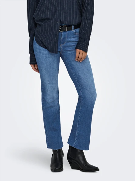 Only   ONLANN-KENYA MW CR AK FLA DNM SOO618NOOS Kadın Mavi Denim Pantolon - 15340941 ürün görseli 1