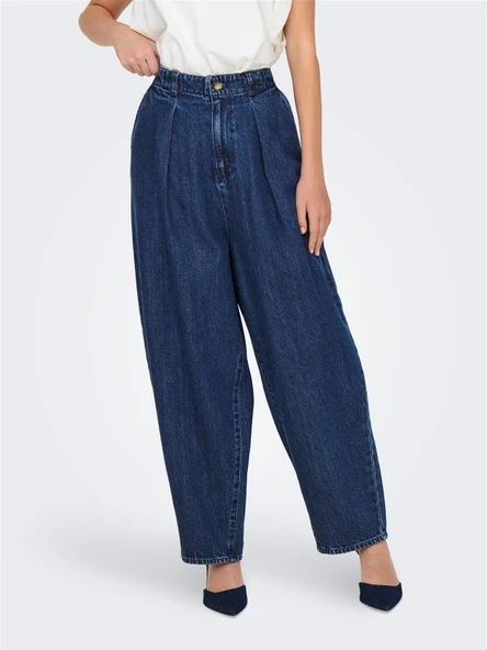 Only   ONLLERIN HW BALLOON DB DNM QYT Kadın Lacivert Denim Pantolon - 15339183 ürün görseli 1