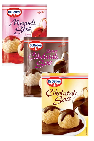 Dr. Oetker 3'lü Tatlı Sos Sepeti (Meyveli, Çikolatalı, Bitter Çikolatalı) ürün görseli 1