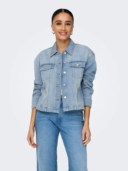Only   ONLMIKA L/S DNM JKT AKM MOCH Kadın Light Blue Denim Ceket - 15352316 ürün görseli 1