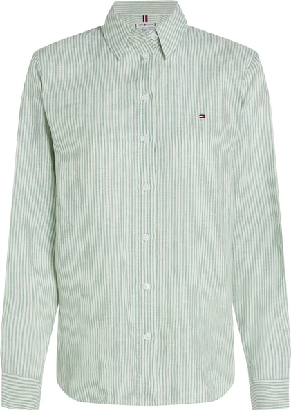 Tommy Hilfiger   ESS LINEN RELAXED SHIRT Kadın Yeşil Gömlek - WW0WW44679 ürün görseli 1