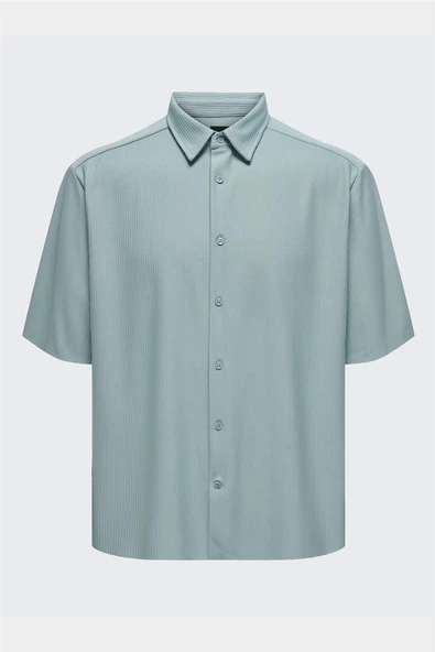 Only & Sons   ONSBOYY LIFE RLX RECY PLEATED SS SHIRT Erkek Tourmaline KK Gömlek - 22025032 ürün görseli 1