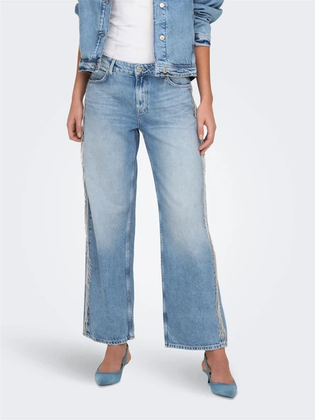 Only   ONLSUNSET COBAIN REG RHINE W RED DNM CRO Kadın Light Blue Denim Denim Pantolon - 15342633 ürün görseli 1