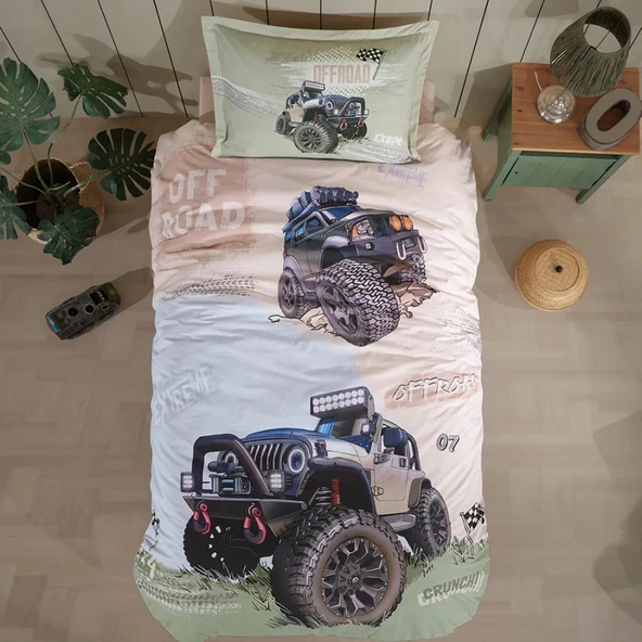 Clasy Ranforce Nevresim Takımı Tek Kişilik Off Road V1 Bej ürün görseli 1