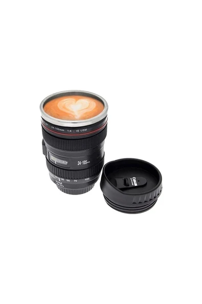 Objektif Görünümlü Lens Çelik Kupa Kahve + Çay Termosu ürün görseli 1