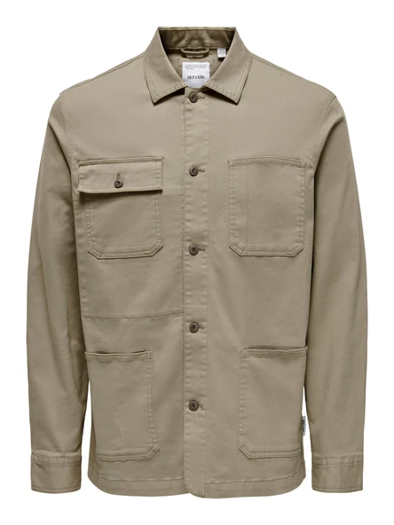 Only & Sons   ONSDIEGO TWILL LS CHORE OVERSHIRT Erkek Kahverengi UK Gömlek - 22030121 ürün görseli 1
