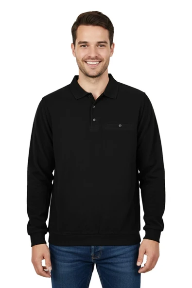 Erkek Büyük Beden Polo Yaka Cepli Selanik Sweatshirt BGL-ST04925 ürün görseli 1