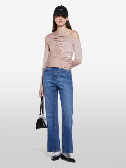 Sisley   Streç Kumaş Dikiş Detaylı Slim Fit Bluz Kadın Sütlü Kahve Bluz - 325P33TXL400X ürün görseli 1