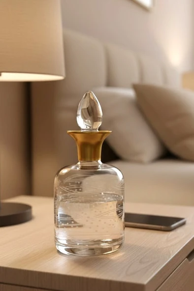 Cam Yaldızlı El İmalatı 1 Litre Su Viski Şişesi Başucu Sürahisi m7 ürün görseli 1