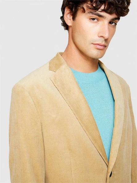 Sisley   %100 Koton Slim Fit Kadife Ceket Erkek Bej Mont - 323A2SFRSW01B ürün görseli 1