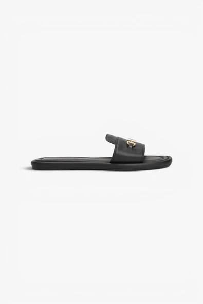 Tommy Hilfiger   LEATHER HORSEBIT MULE Kadın Siyah Sandalet - FW0FW08420 ürün görseli 1