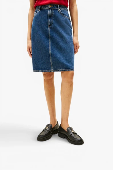 Tommy Hilfiger   DNM DEE STRAIGHT KNEE RW SKIRT Kadın Mavi Etek - WW0WW45666 ürün görseli 1