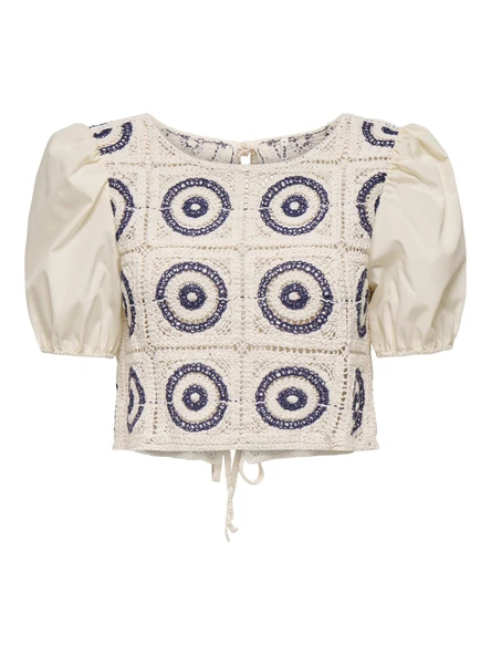 Only   ONLCHARIS S/S MIX TOP JRS Kadın White Bluz - 15346915 ürün görseli 1