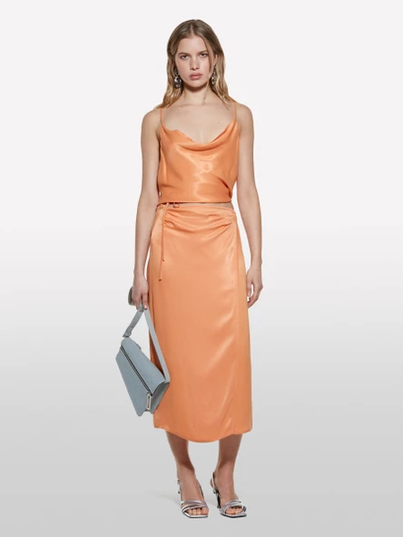 Sisley   %100 Viskoz Saten Midi Etek Kadın Turuncu Etek - 325P42BZL002R ürün görseli 1