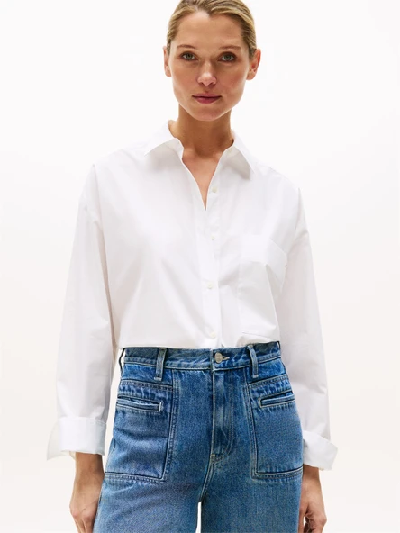 Tommy Hilfiger   ESS POPLIN NEW EASY SHIRT Kadın Beyaz Gömlek - WW0WW45892 ürün görseli 1