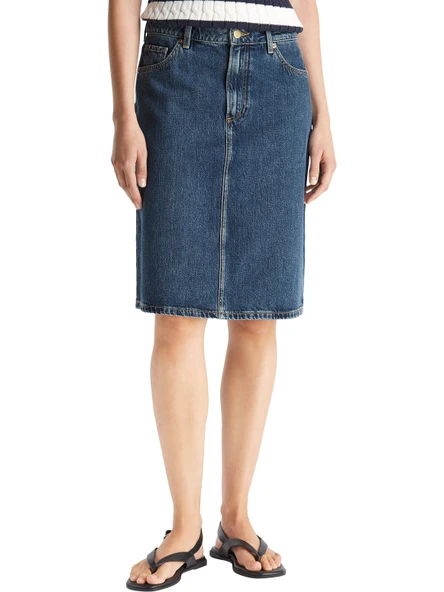 Tommy Hilfiger   DNM DEE STRAIGHT KNEE RW SKIRT Kadın Mavi Etek - WW0WW45666 ürün görseli 1