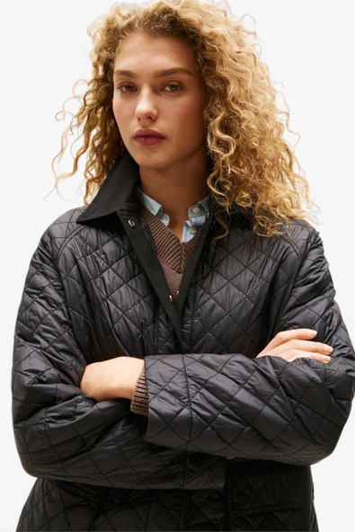 Tommy Hilfiger   PADDED NYLON REG QUILTED COAT Kadın Siyah Parka - WW0WW46448 ürün görseli 1
