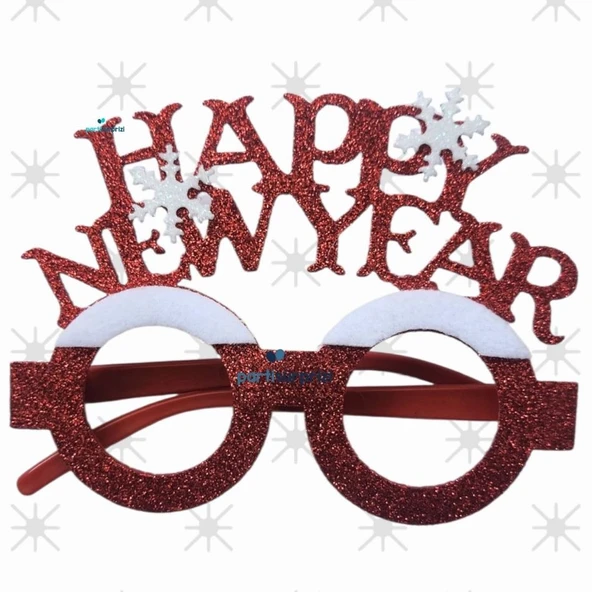 Yılbaşı Partisi Happy Newyear Kırmızı Kartaneli Gözlük 1 Adet ürün görseli 1