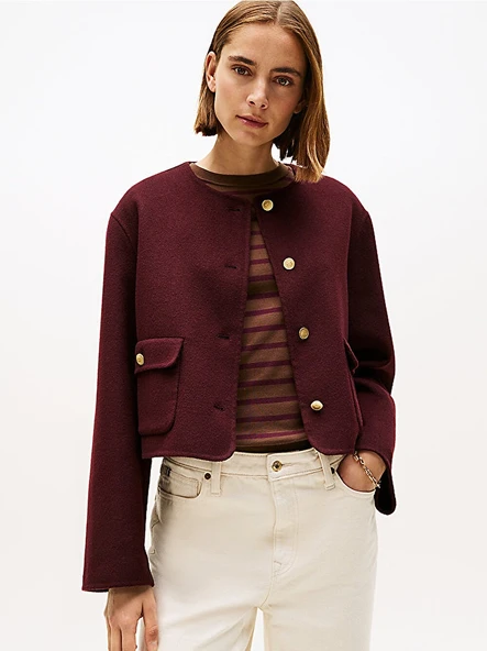 Tommy Hilfiger   DF WOOL BLEND REG LADY JACKET Kadın Kırmızı Mont - WW0WW47446 ürün görseli 1
