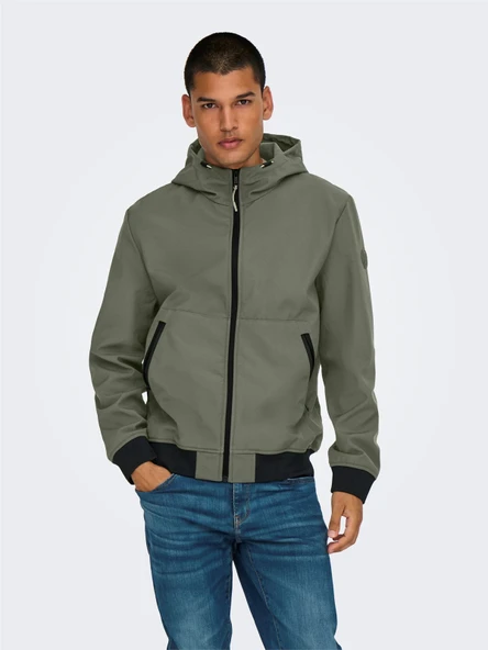Only & Sons   ONSBOWIE SOFTSHELL BOMBER NOOS Erkek Gri Mont - 22029276 ürün görseli 1