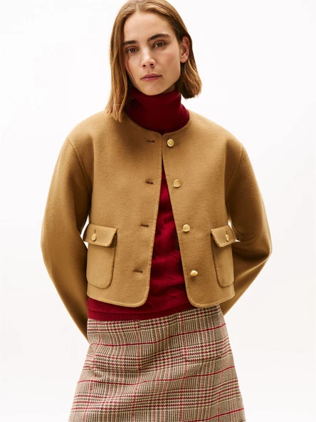 Tommy Hilfiger   DF WOOL BLEND REG LADY JACKET Kadın Kahverengi Mont - WW0WW47446 ürün görseli 1