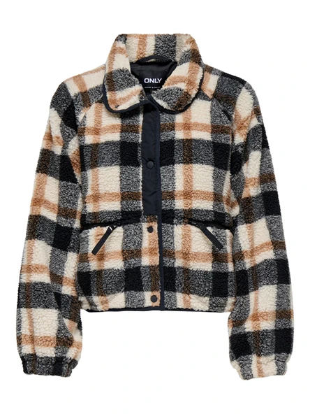 Only   ONLCALISTA LIFE CHECK TEDDY JACKET OTW Kadın Gri Dış Giyim - 15353727 ürün görseli 1