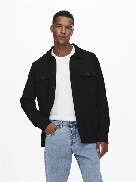 Only & Sons   ONSNEWKODYL OVERSHIRT SWEAT NOOS Erkek Siyah UK Gömlek - 22021279 ürün görseli 1