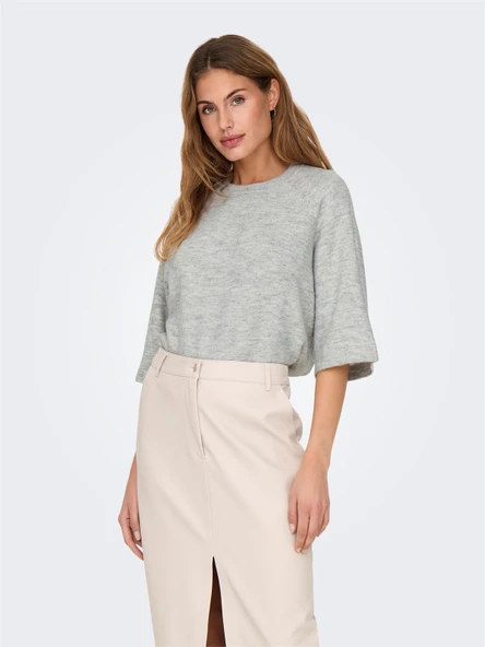 Only   ONLSIMONI 3/4 PULLOVER KNT NOOS Kadın Gray Kazak - 15333199 ürün görseli 1
