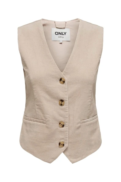 Only   ONLTIGGY S/L FIT CORD VEST TLR Kadın Bej Yelek - 15331546 ürün görseli 1