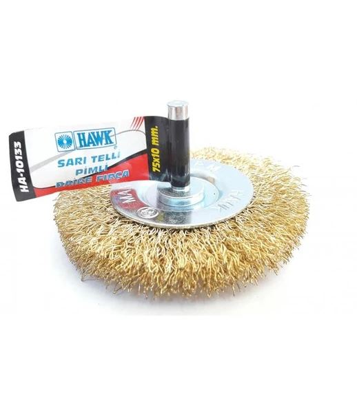 Hawk HA10133 Pimli Sarı Tel Daire Fırça 75x10 mm ürün görseli 1
