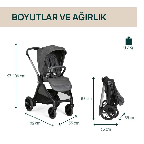 Bellagio Bebek Arabası Black Satin - Resim 2