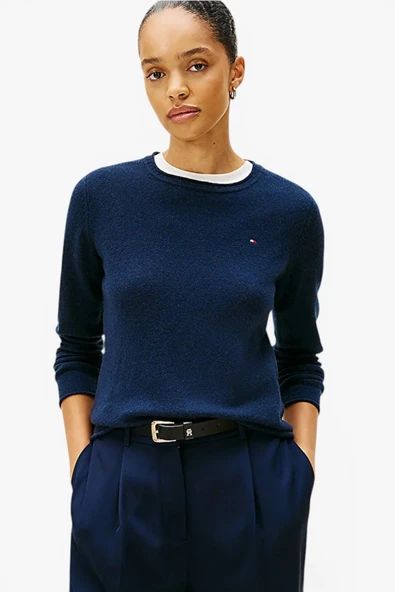 Tommy Hilfiger   SOFT WOOL C-NK SWEATER Kadın Mavi Kazak - WW0WW40264 ürün görseli 1