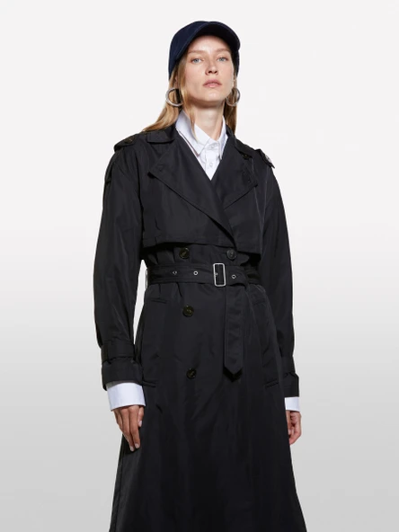 Sisley   Kemerli Astarlı Manşetli Comfort Fit Midi Trençkot Kadın Siyah Trençkot - 325A2ZCRLN05X ürün görseli 1
