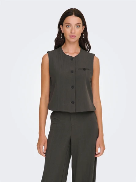 Only   ONLMATEO LIFE S/L STRIPE VEST CC TLR Kadın Siyah Yelek - 15351087 ürün görseli 1