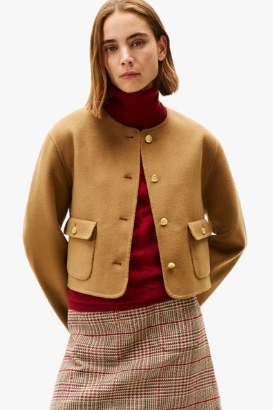 Tommy Hilfiger   DF WOOL BLEND REG LADY JACKET Kadın Kahverengi Mont - WW0WW47446 ürün görseli 1