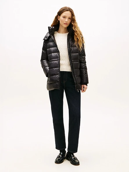 Tommy Hilfiger   GLOSS HW DOWN WAIST REG COAT Kadın Siyah Mont - WW0WW47355 ürün görseli 1