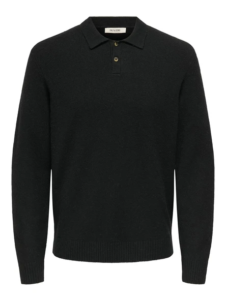 Only & Sons   ONSJAY REG LS POLO KNIT Erkek Siyah Kazak - 22033770 ürün görseli 1