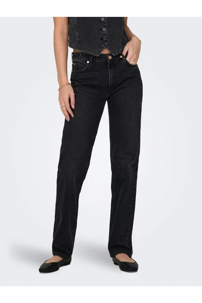 Only   ONLJACI MW STRAIGHT BL DNM CRO Kadın Siyah Jean - 15301779 ürün görseli 1