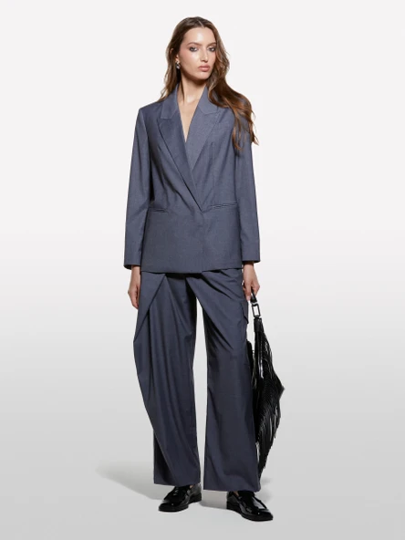 Sisley   Viskoz Karışımlı Beli İpli Astarlı Regular Fit Blazer Ceket Kadın Haki Yeşili Ceket - 325A2K2KLW03C ürün görseli 1