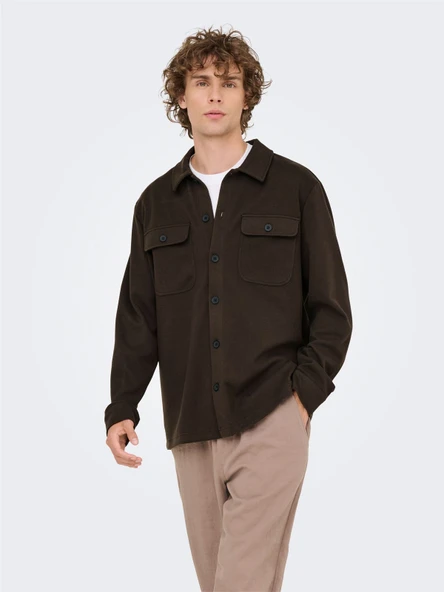 Only & Sons   ONSNEWKODYL OVERSHIRT SWEAT NOOS Erkek Black UK Gömlek - 22021279 ürün görseli 1