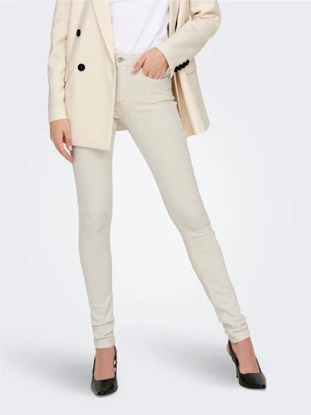 Only   ONLBLUSH MID SKINNY DNM DOT019 Kadın Bej Denim Pantolon - 15337789 ürün görseli 1